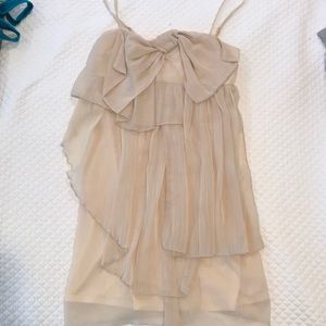 Cream bow top mini dress